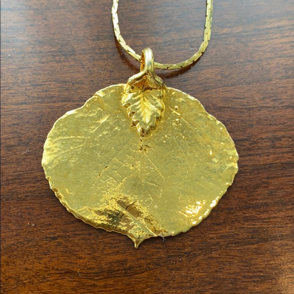 Gold Aspen leaf necklace